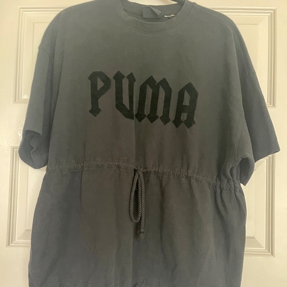 FENTY X PUMA Black Drawstring Graphic Oversized T-Shirt - Picture 3 of 4